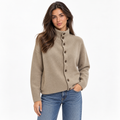 Marlene | Women's Stand-Collar Button-Up Knitted Cardigan – Relaxed Long-Sleeve Layer for Casual Autumn Winter Days and Smart Everyday Wear