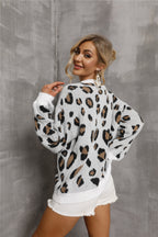 Pauline | Women's Fluffy Leopard Knit Sweater – Relaxed Crew-Neck Pullover for Casual Layering