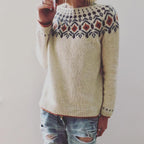 Frances | Women's Patterned Knit Sweater – Stylish Warm Comfortable Elegant Soft Everyday Autumn Jumper