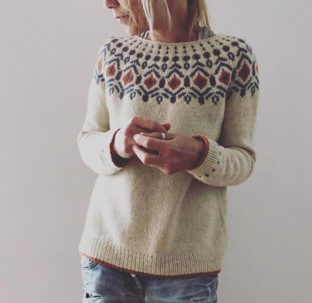 Frances | Women's Patterned Knit Sweater – Stylish Warm Comfortable Elegant Soft Everyday Autumn Jumper
