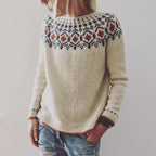 Frances | Women's Patterned Knit Sweater – Stylish Warm Comfortable Elegant Soft Everyday Autumn Jumper