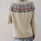 Frances | Women's Patterned Knit Sweater – Stylish Warm Comfortable Elegant Soft Everyday Autumn Jumper