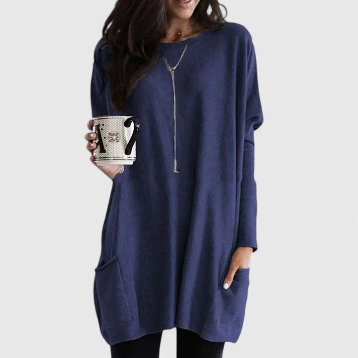 Joanne | Women's Longline Sweater Tunic – Relaxed Long-Sleeve Style with Pockets for Everyday Wear