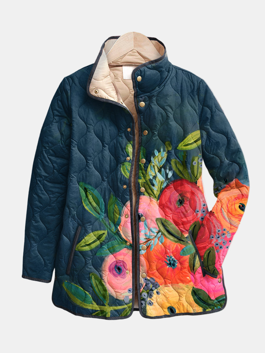 Ruth | Vintage Floral Print Quilted Jacket
