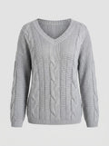Paula | Women's Off-Shoulder Cable-Knit Sweater – Relaxed V-Neck Pullover for Cosy Seasonal Styling