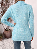 Beverly | Aqua Ribbed Knit Button-Tab Cardigan