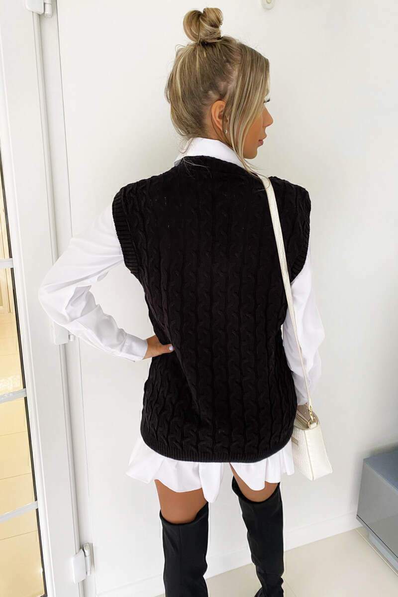 Lois | Women's Cable Knit Vest and Shirt Two-Piece Set