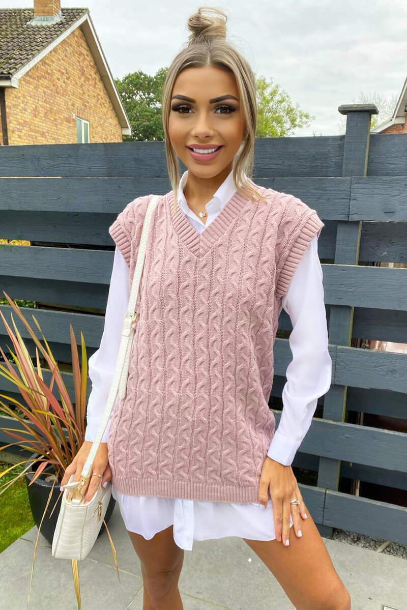 Lois | Women's Cable Knit Vest and Shirt Two-Piece Set
