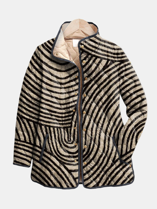 Autumn | Retro Hand-Drawn Circle Design Quilted Jacket