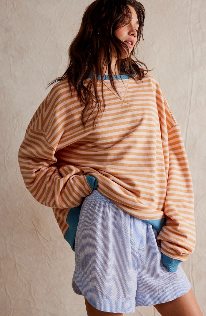 Sabrina | Women's Oversized Striped Sweatshirt Relaxed Balloon Sleeve Pullover