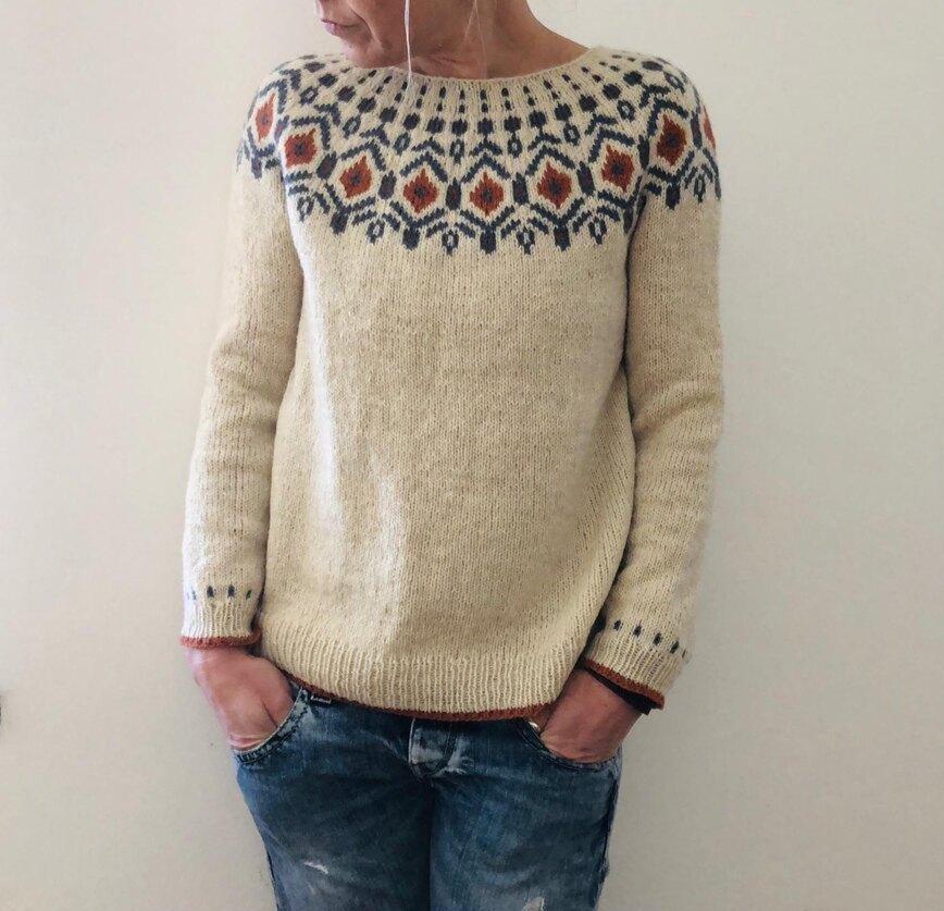 Frances | Women's Patterned Knit Sweater – Stylish Warm Comfortable Elegant Soft Everyday Autumn Jumper