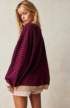 Sabrina | Women's Oversized Striped Sweatshirt Relaxed Balloon Sleeve Pullover