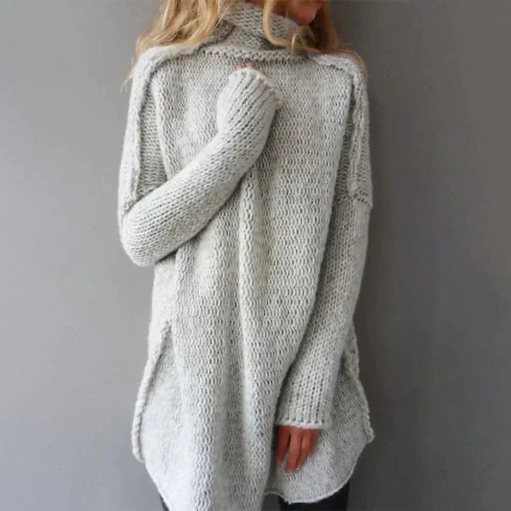 Susan | Women's Oversized Turtleneck Knitted Sweater – Relaxed Longline Layer for Autumn Winter Everyday Wear