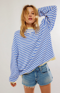 Sabrina | Women's Oversized Striped Sweatshirt Relaxed Balloon Sleeve Pullover