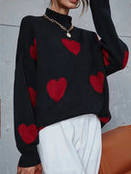 Jennifer | Women's Printed Knitted Turtleneck Sweater – Warm Relaxed Long-Sleeve Layer for Casual Everyday Wear Smart Autumn Outfits and Cosy Winter Styling