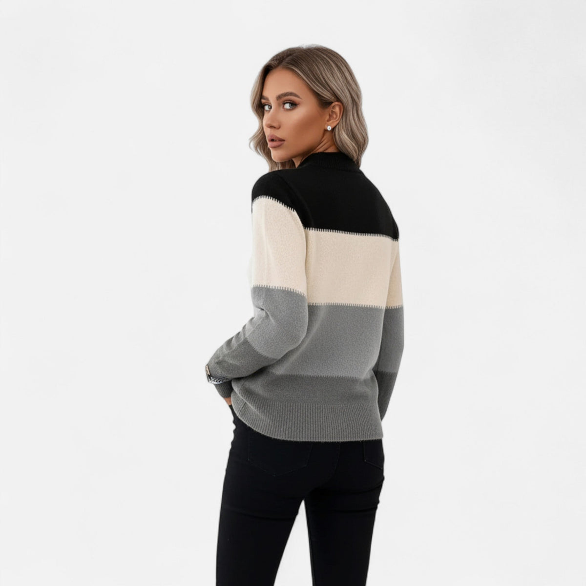 Meredith | Women's Striped Knit Crew Neck Sweater