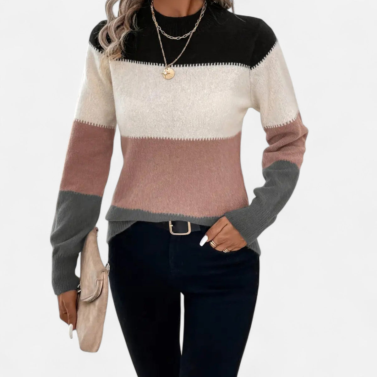 Meredith | Women's Striped Knit Crew Neck Sweater