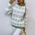 Linda | Women's Snowflake Mock-Neck Knit Sweater – Cosy Winter Pullover for Festive Everyday Styling