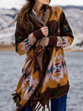 Ursula | Women's Patterned Fringed Wrap Cardigan – Relaxed Layer for Cooler Seasons