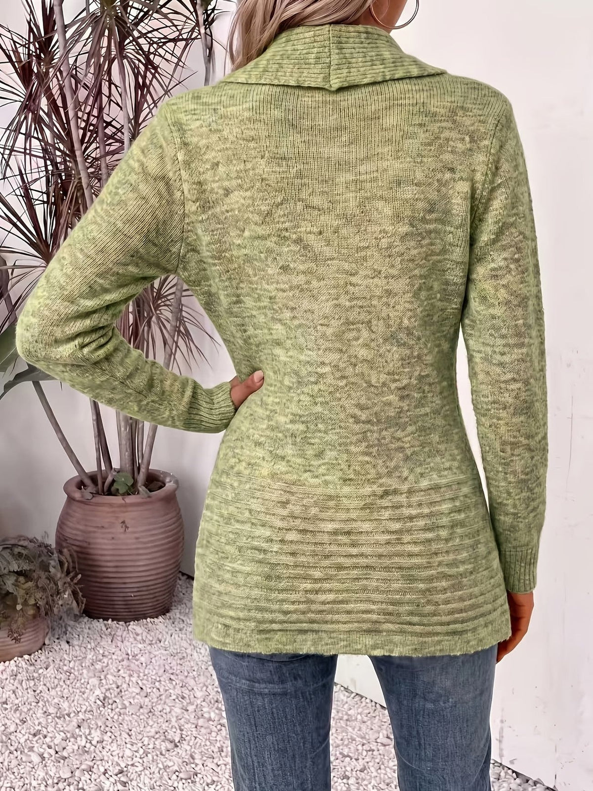 Tessa | Sage Ribbed Knit Button-Tab Cardigan