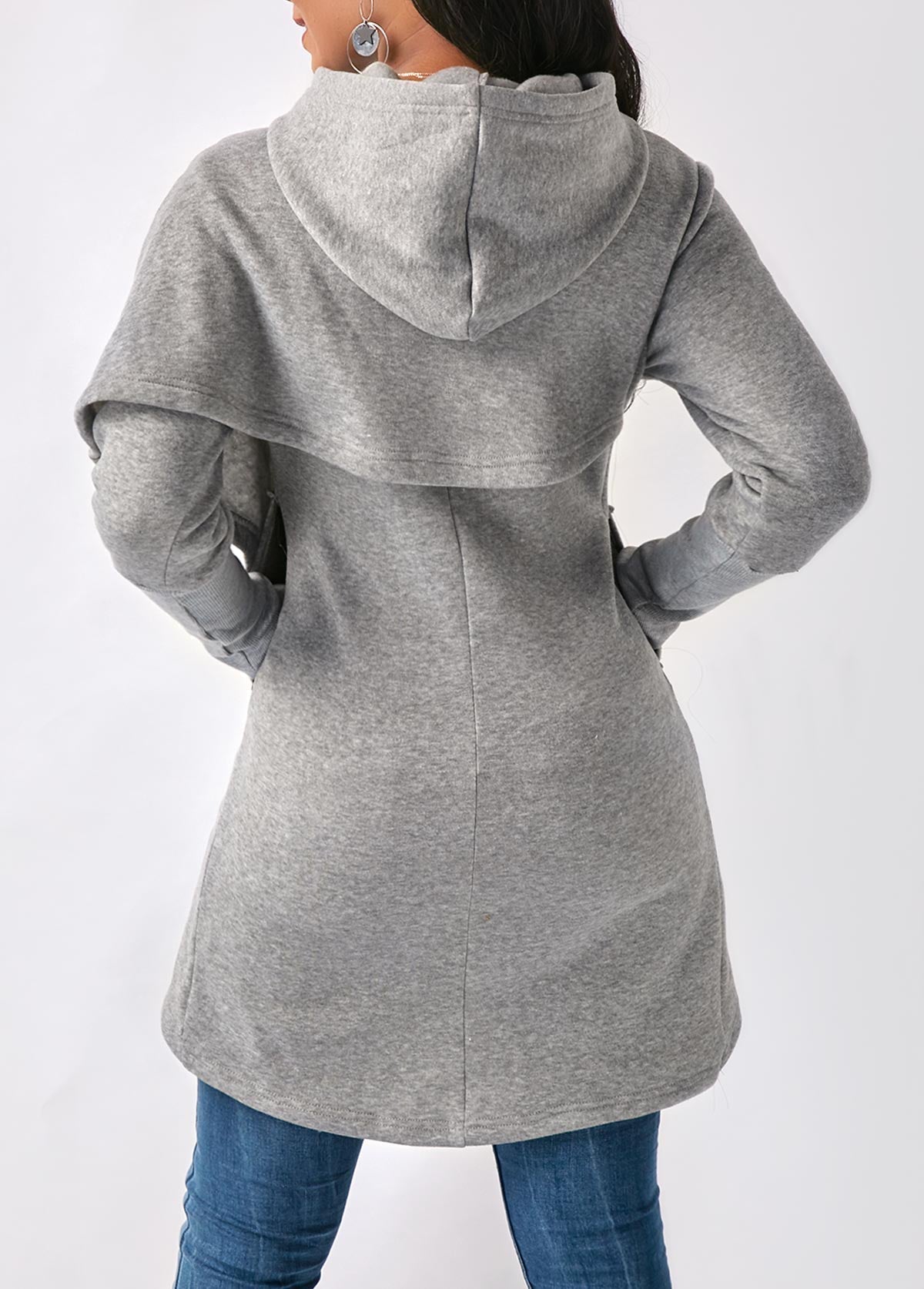 Lisa | Women's Asymmetric Longline Hoodie – Layered Wrap-Front Style for Casual Autumn Winter Days and Everyday WearWomen's Asymmetric Longline Hoodie – Layered Wrap-Front Style for Casual Autumn Winter Days and Everyday Wear
