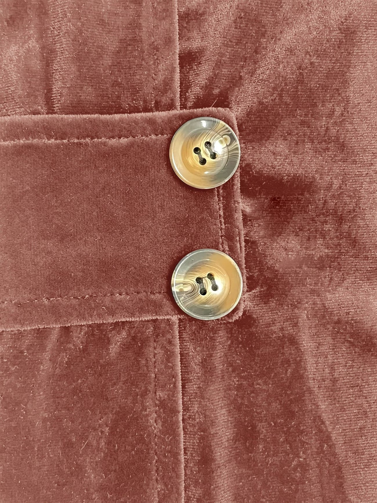 Marie | Rust Velvet Button-Tab Cardigan
