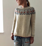 Frances | Women's Patterned Knit Sweater – Stylish Warm Comfortable Elegant Soft Everyday Autumn Jumper