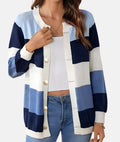 Carol | Women's Colour-Block Button Cardigan – Relaxed Long-Sleeve Knit Layer with Ribbed Trim for Everyday Styling
