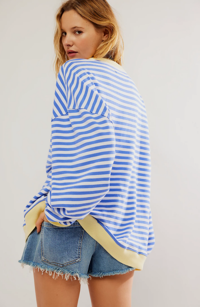 Sabrina | Women's Oversized Striped Sweatshirt Relaxed Balloon Sleeve Pullover