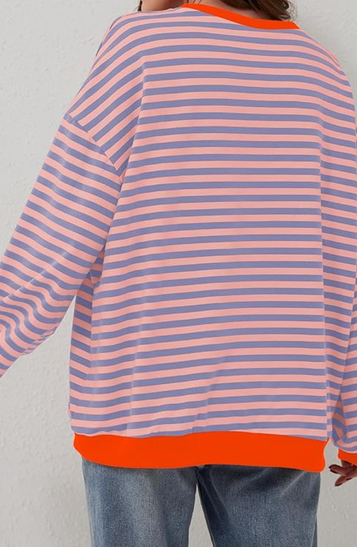 Sabrina | Women's Oversized Striped Sweatshirt Relaxed Balloon Sleeve Pullover