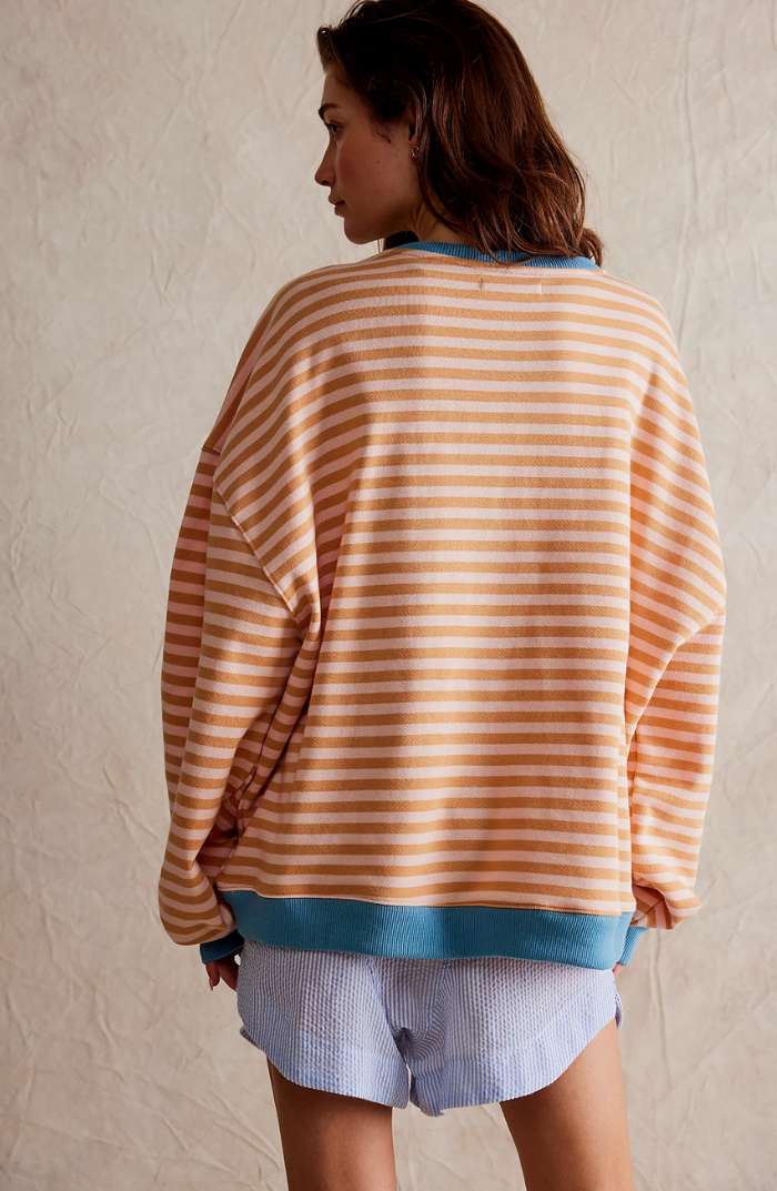 Sabrina | Women's Oversized Striped Sweatshirt Relaxed Balloon Sleeve Pullover