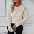 Sally | Women's Textured Crew-Neck Knitted Sweater – Relaxed Long-Sleeve Patterned Style for Casual Autumn Winter and Everyday Wear