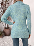 Beverly | Aqua Ribbed Knit Button-Tab Cardigan
