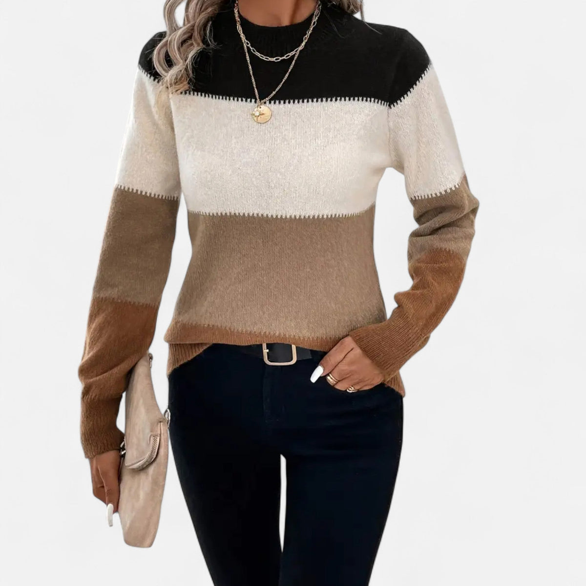 Meredith | Women's Striped Knit Crew Neck Sweater