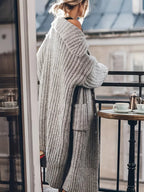 Pauline | Women's Cashmere-Mix Long Knitted Cardigan – Soft Chunky Ribbed Open-Front Layer for Casual Everyday Wear Smart Autumn Outfits and Cosy Winter Styling