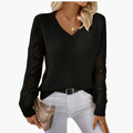 Sylvia | Women's Knitted V-Neck Jumper Open Sleeve Detail Pullover