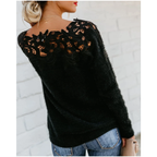 Mia | Women's Lace Detail Knit Jumper Elegant Floral Neckline Soft Lightweight Sweater