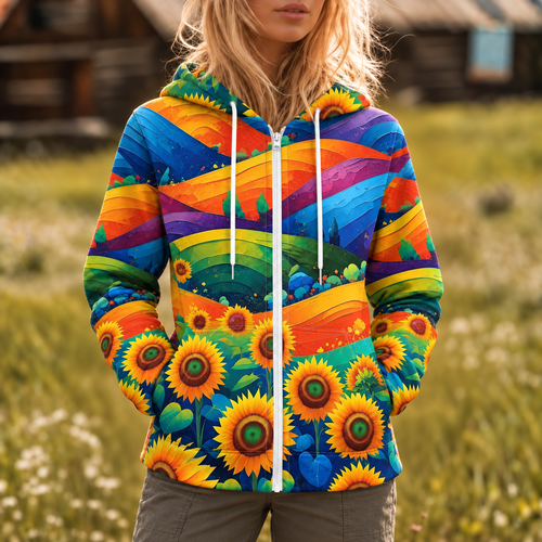 Ava | Sunflower Zip Hoodie