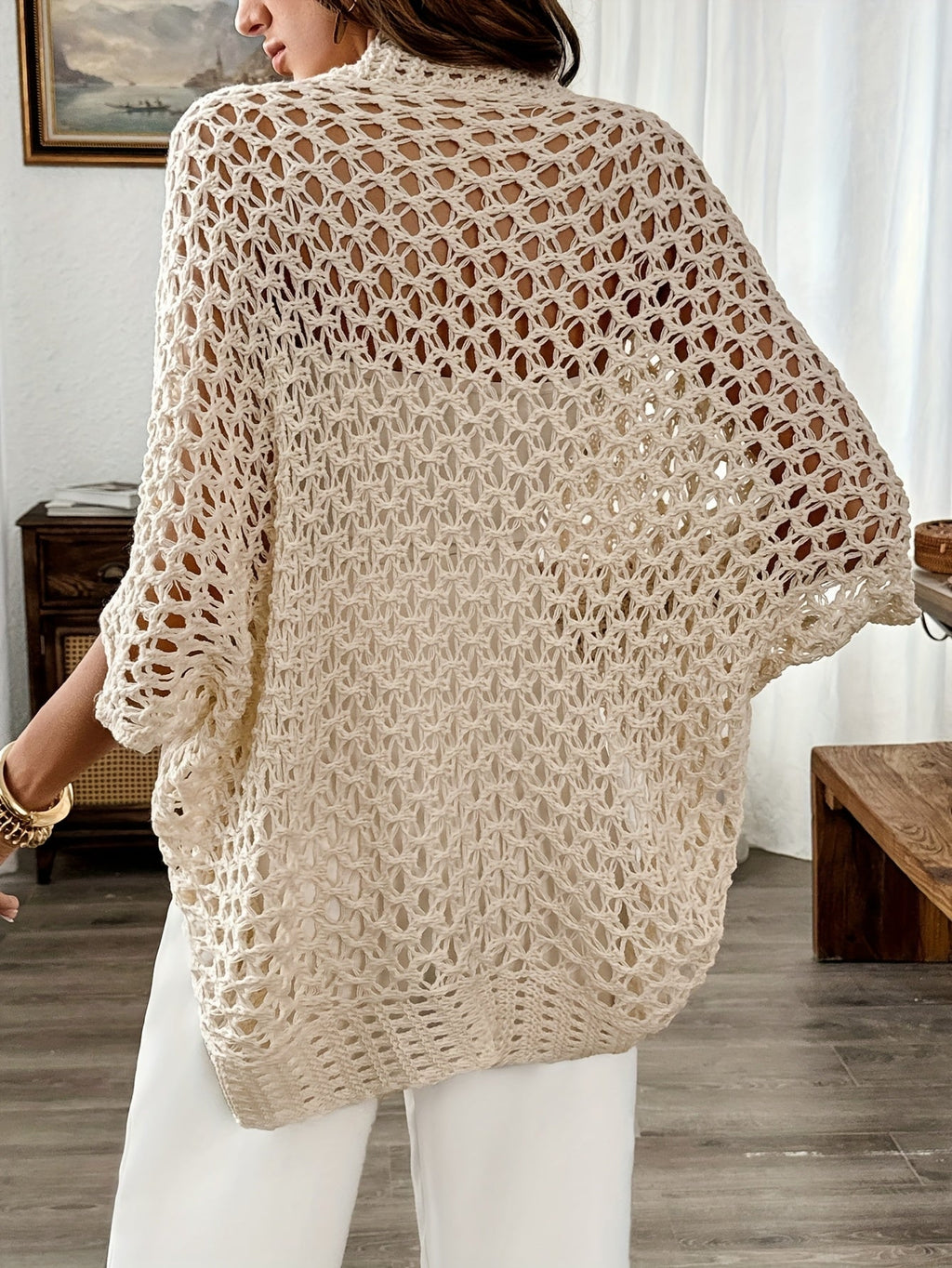Leah | Women's Open-Knit Cardigan – Lightweight Draped Layer for Summer Outfits