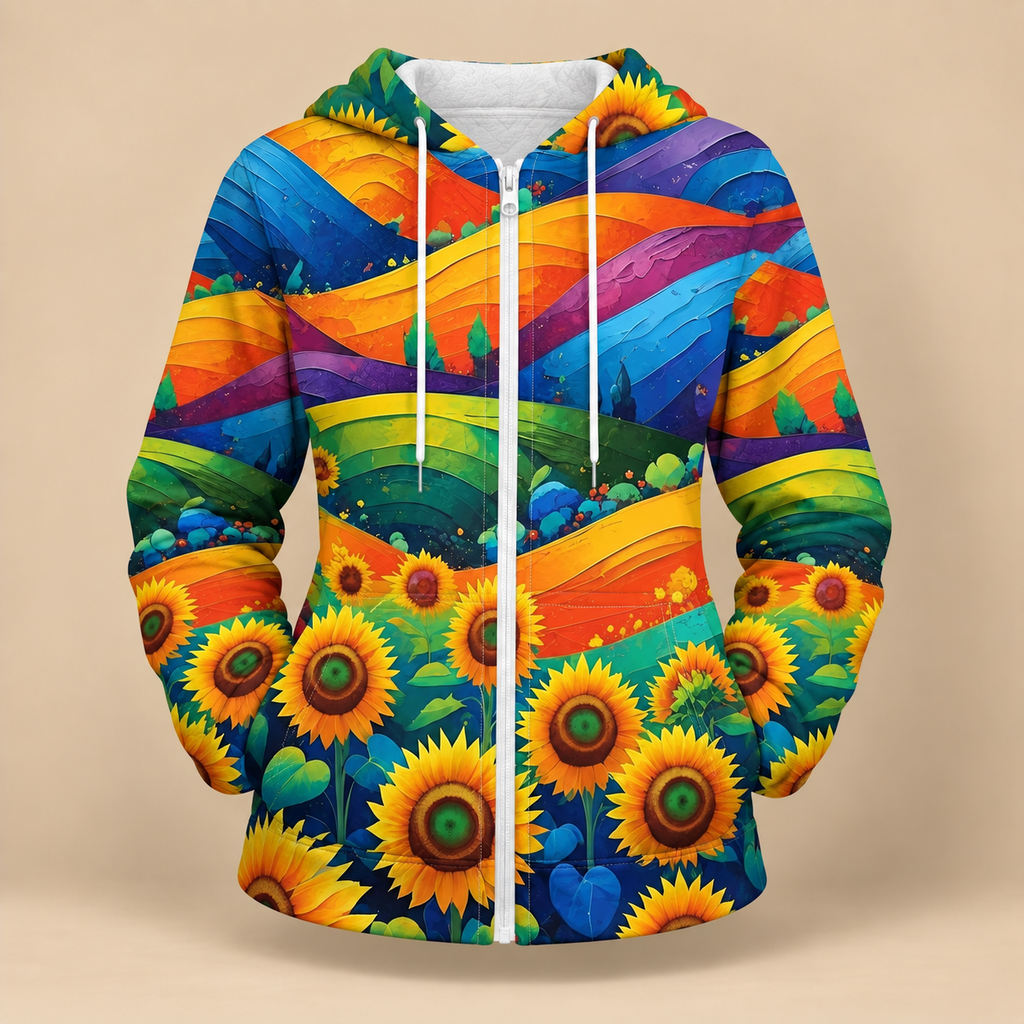 Ava | Sunflower Zip Hoodie