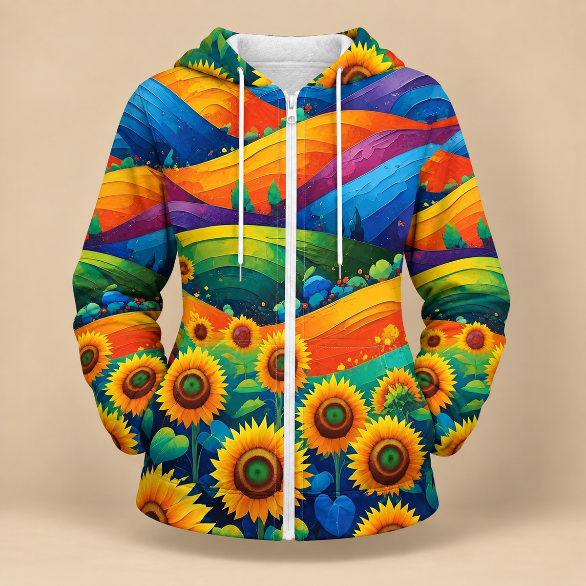 Ava | Sunflower Zip Hoodie