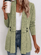 Tessa | Sage Ribbed Knit Button-Tab Cardigan