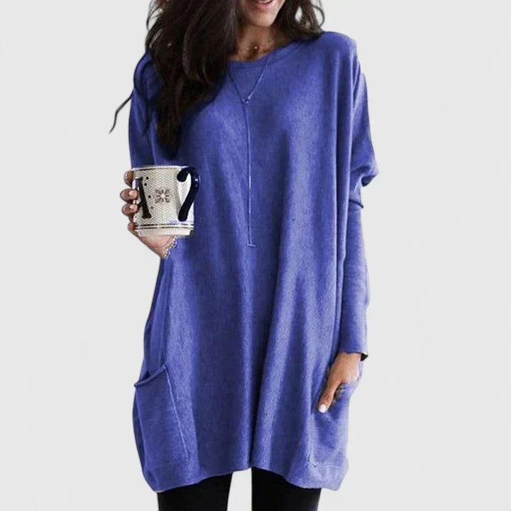 Joanne | Women's Longline Sweater Tunic – Relaxed Long-Sleeve Style with Pockets for Everyday Wear