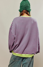Sabrina | Women's Oversized Striped Sweatshirt Relaxed Balloon Sleeve Pullover