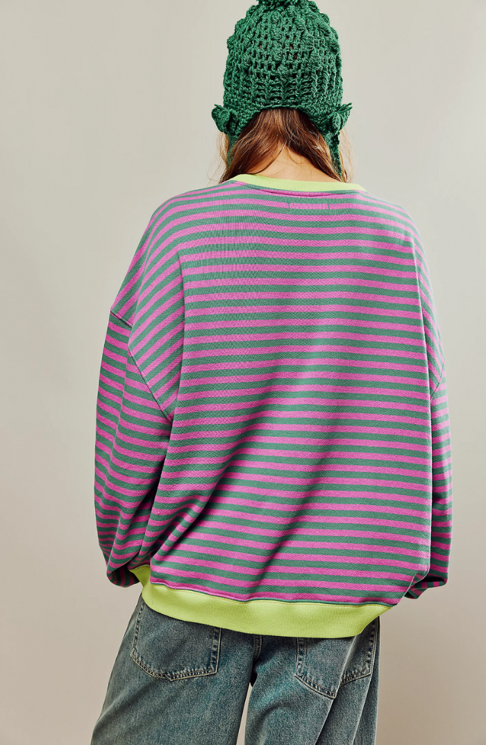 Sabrina | Women's Oversized Striped Sweatshirt Relaxed Balloon Sleeve Pullover