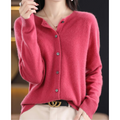 Tilly | Luxury Merino Wool & Cashmere Cardigan for Women – Elegant O-Neck Winter Knit