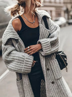 Pauline | Women's Cashmere-Mix Long Knitted Cardigan – Soft Chunky Ribbed Open-Front Layer for Casual Everyday Wear Smart Autumn Outfits and Cosy Winter Styling