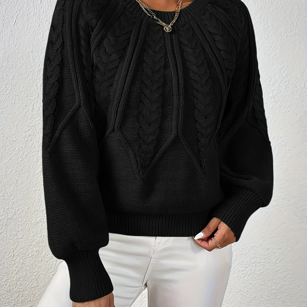 Cora | Women's Voluminous Sleeve Sweater with Cable Knit Texture