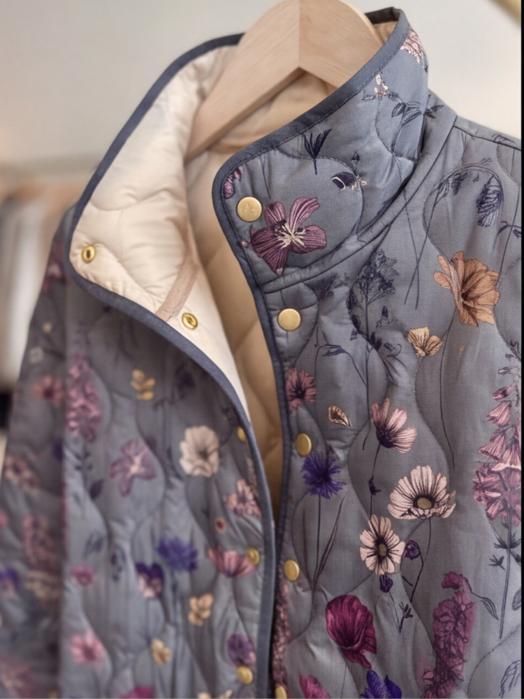 Yvonne | Vintage Floral Print Quilted Jacket