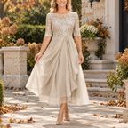 Joan | Lace Bodice Draped Midi Dress